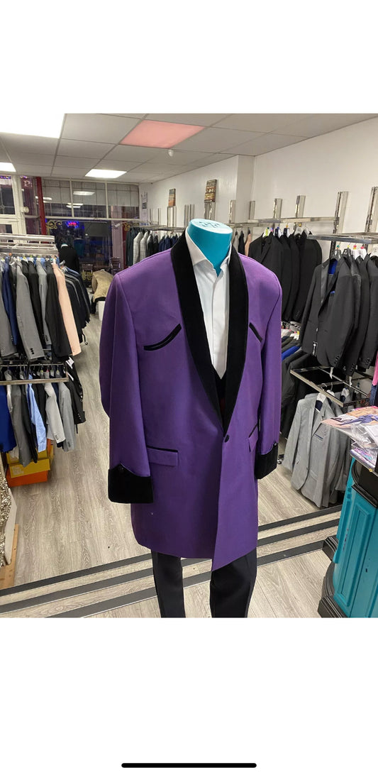 Purple Teddy Boy Drape Jacket Vintage 1950s Chest Size 40 to 54 Mid-Weight