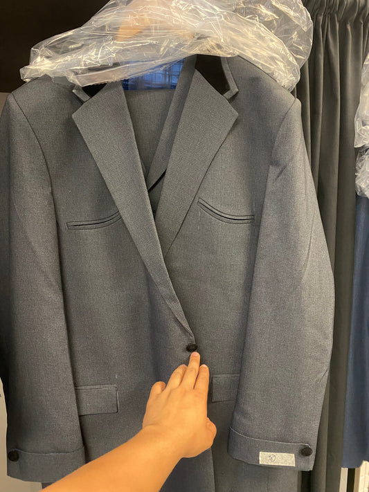 Grey textured fabric 3 piece suit. 2x sizes