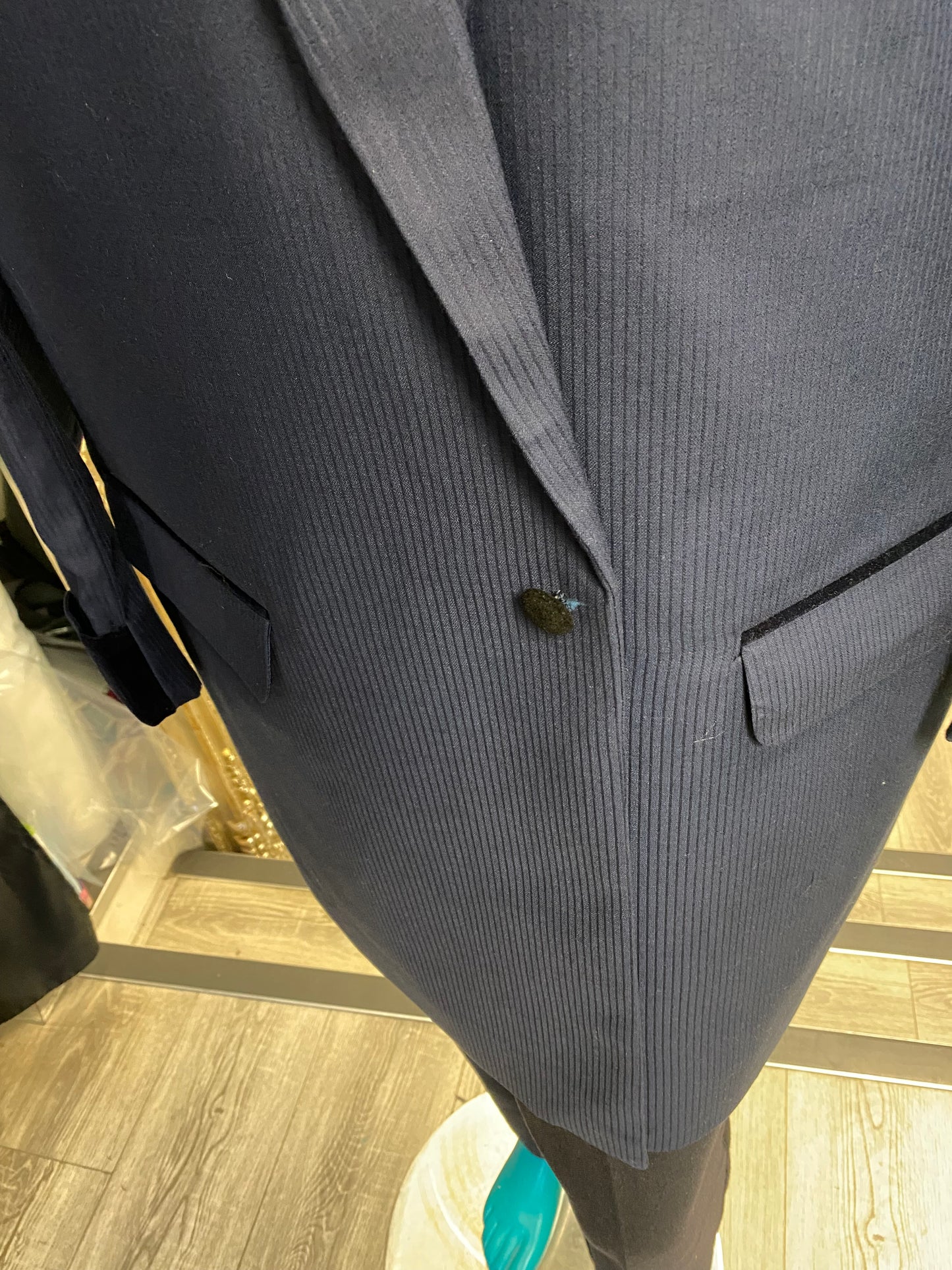 Thin Navy Pinstripe Teddy Boy Drape Jacket Wool Blend