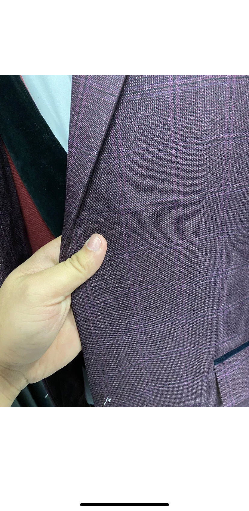 Purple check teddy boy drape vintage 1950s jacket chest 38-40-42-46-48-50 2pc